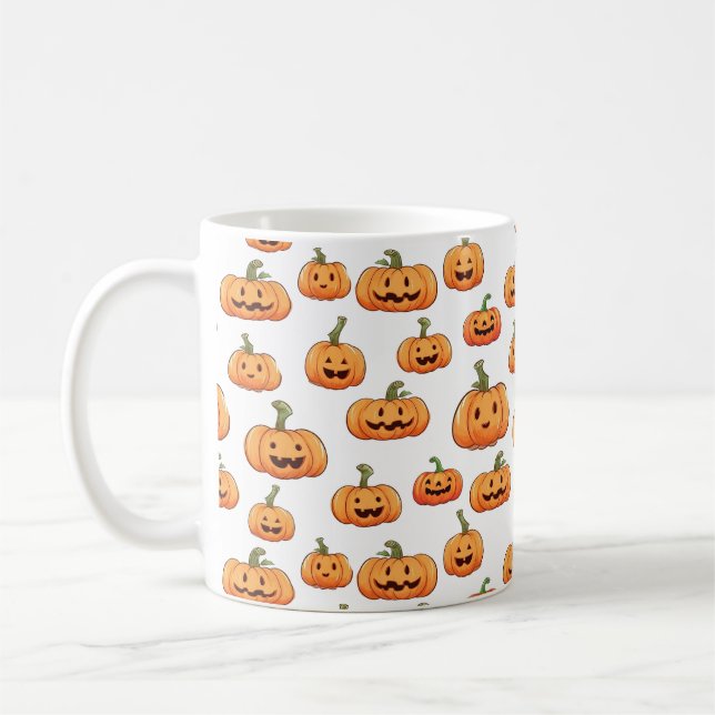 Halloween Pumpkin Seamless Pattern Coffee Mug (Left)