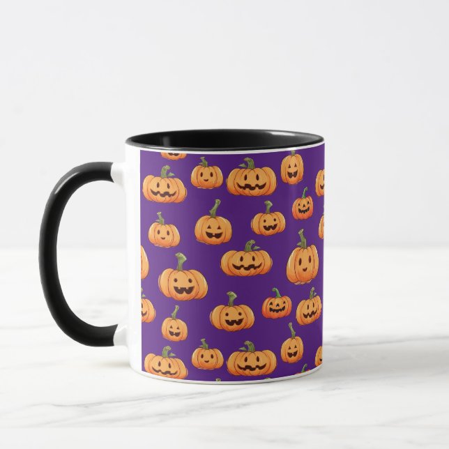 Halloween Pumpkin Seamless Pattern Mug (Left)