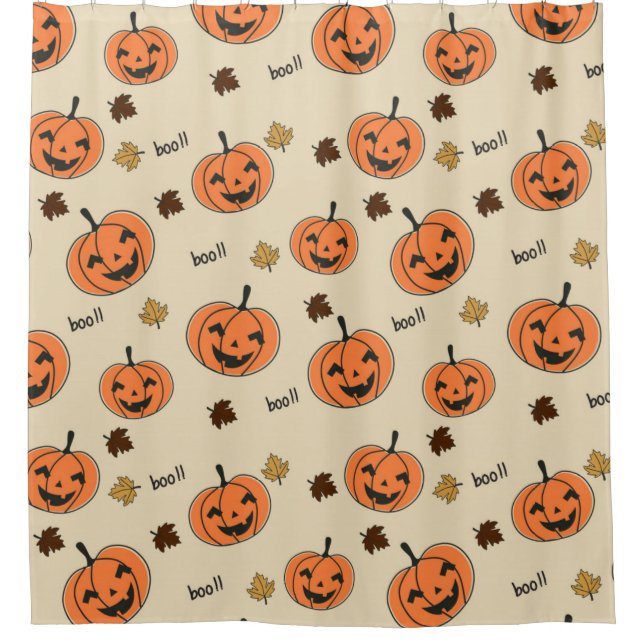Halloween Pumpkin Seamless Pattern Shower Curtain (Front)
