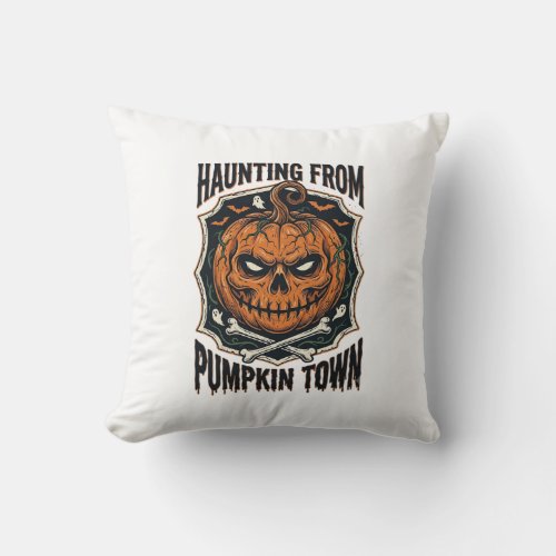 Halloween Pumpkin Shirt Vintage Jack O Lantern Tow Throw Pillow