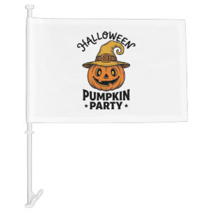 Halloween Pumpkin Shirt Vintage Witch Hat Fun_1 Car Flag