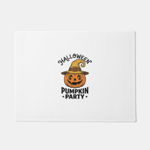 Halloween Pumpkin Shirt Vintage Witch Hat Fun_1 Doormat