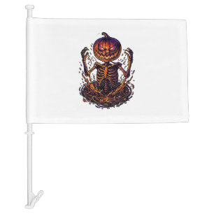 Halloween Pumpkin Skeleton Magic Portal Flames_1 Car Flag
