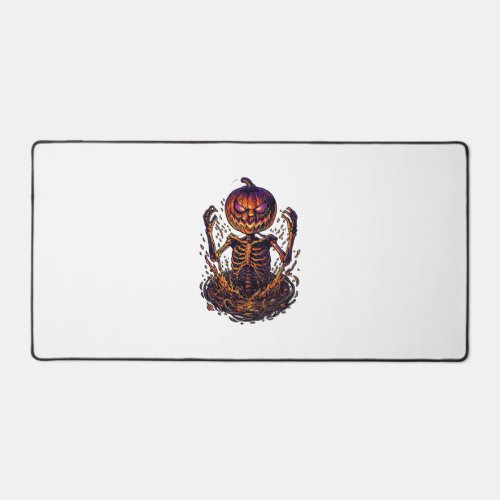 Halloween Pumpkin Skeleton Magic Portal Flames_1 Desk Mat