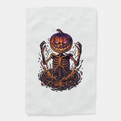 Halloween Pumpkin Skeleton Magic Portal Flames_1 Garden Flag