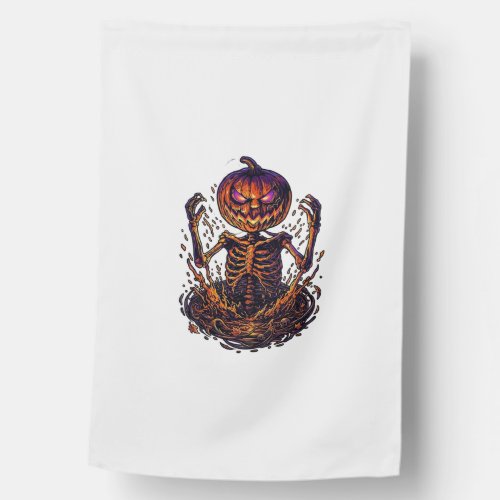 Halloween Pumpkin Skeleton Magic Portal Flames_1 House Flag