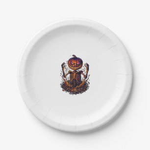 Halloween Pumpkin Skeleton Magic Portal Flames_1 Paper Plates