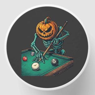 Halloween Pumpkin Skeleton Playing Pool Billiards Mini Candle Favors