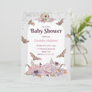 Halloween Pumpkin Skull Baby Shower Invitation