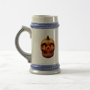 halloween pumpkin skull beer stein