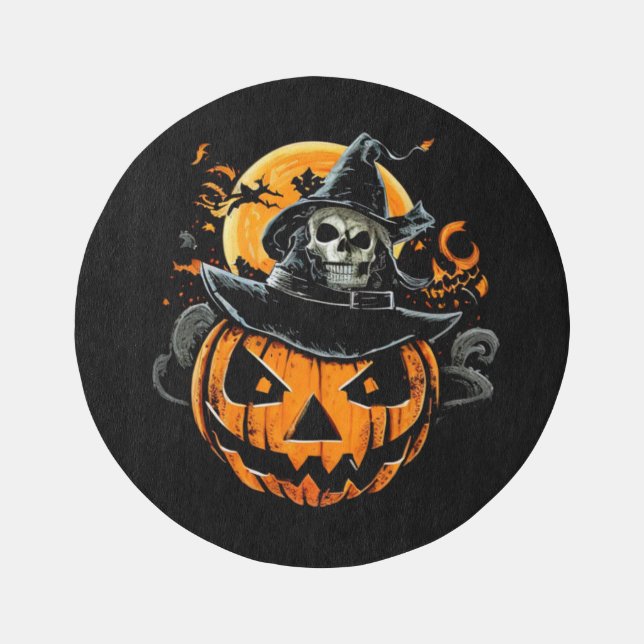 Halloween/pumpkin/skull/Fall Outdoor Rug (Front)
