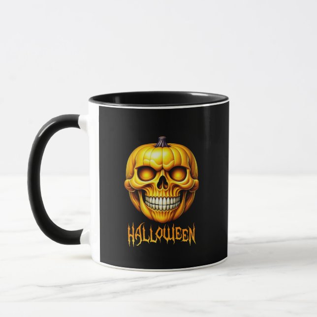 HALLOWEEN PUMPKIN SKULL MUG (Left)