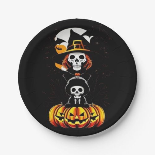 Halloween pumpkin Skull  Paper Plates