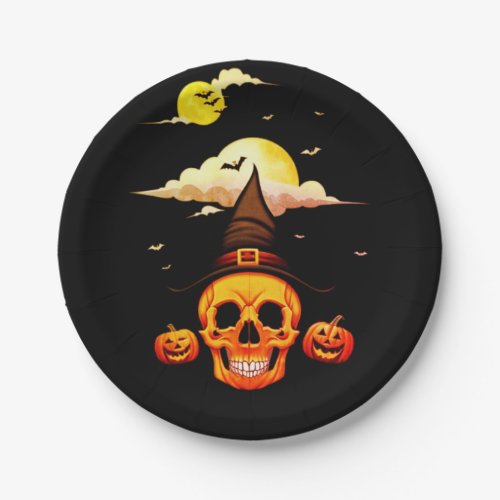 Halloween pumpkin Skull  Paper Plates