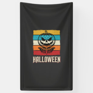 Halloween Pumpkin Skull Retro Vintage Banner