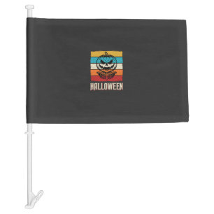 Halloween Pumpkin Skull Retro Vintage Car Flag