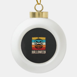 Halloween Pumpkin Skull Retro Vintage Ceramic Ball Christmas Ornament