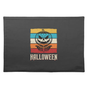 Halloween Pumpkin Skull Retro Vintage Cloth Placemat