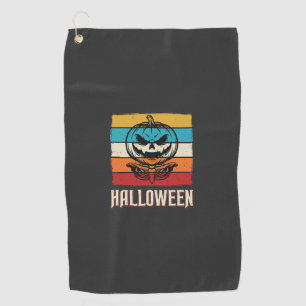 Halloween Pumpkin Skull Retro Vintage Golf Towel