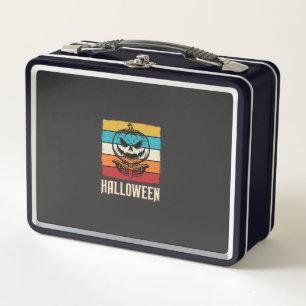 Halloween Pumpkin Skull Retro Vintage Metal Lunch Box