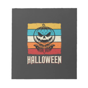 Halloween Pumpkin Skull Retro Vintage Notepad