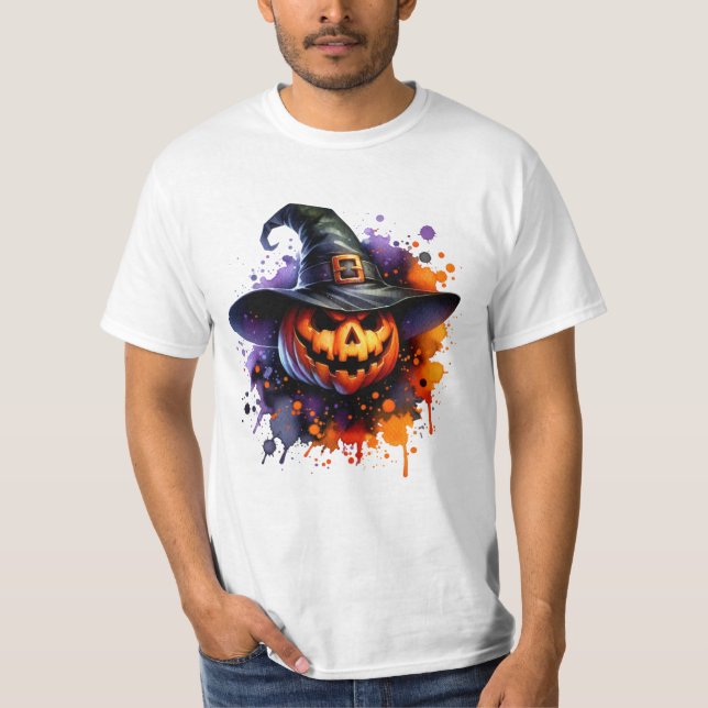Halloween Pumpkin Skull Spoky T-Shirt (Front)
