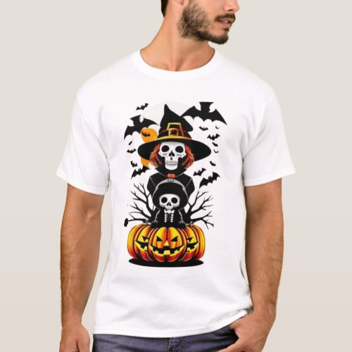 Halloween pumpkin Skull t_shirt 