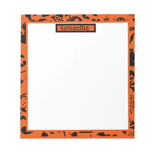 Halloween Pumpkin Skull Witch Spider Bat orange   Notepad