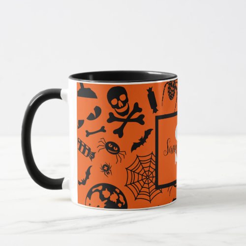 Halloween Pumpkin Skull Witch Spider Bat orange  T Mug