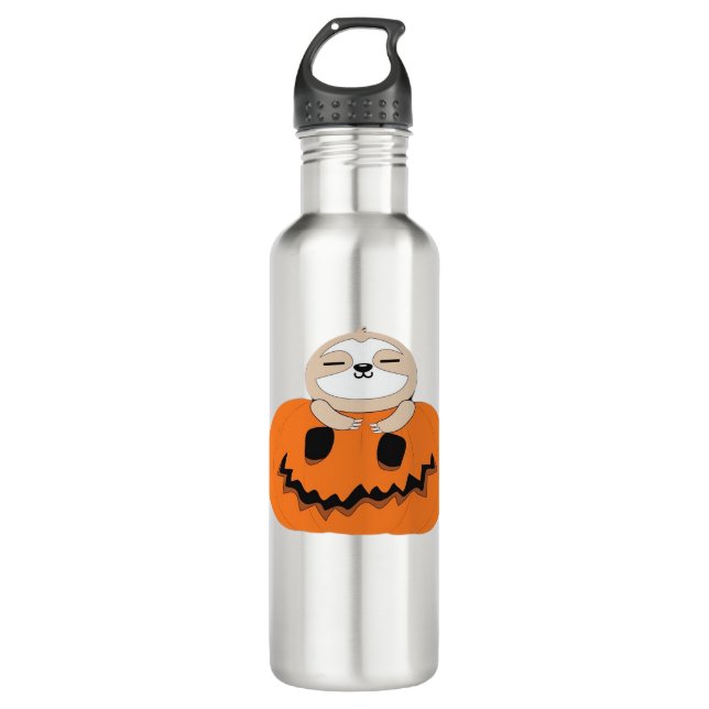 Halloween Pumpkin Sloth Classic T-Shirt Stainless Steel Water Bottle (Front)