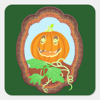 Halloween pumpkin smiling whimsical and spooky square sticker