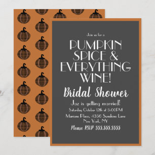 Halloween Pumpkin Spice and Wine Bridal Shower Invitation