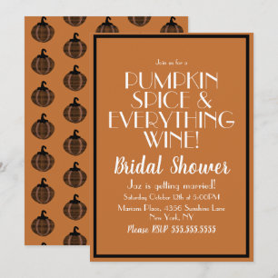 Halloween Pumpkin Spice and Wine Bridal Shower Invitation