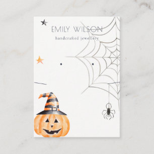 Halloween Pumpkin Spider Earring Necklace Display Business Card