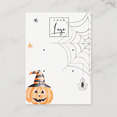 Halloween Pumpkin Spider Logo 2 Earring Display Business Card