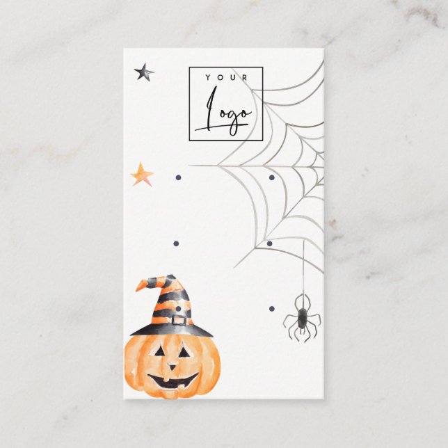 Halloween Pumpkin Spider Logo 3 Stud Earring Business Card (Front)
