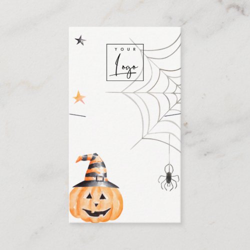 Halloween Pumpkin Spider Logo Necklace Display Business Card