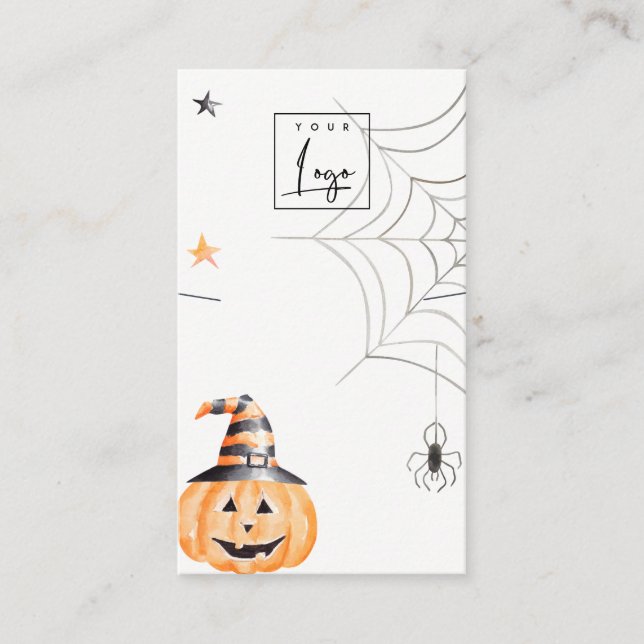 Halloween Pumpkin Spider Logo Necklace Display Business Card (Front)