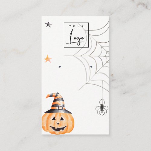 Halloween Pumpkin Spider Logo Stud Earring Display Business Card