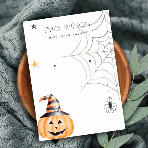 Halloween Pumpkin Spider Stud Earring Display Business Card