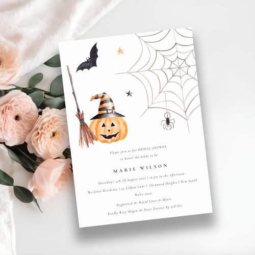 Halloween Pumpkin Spider Web Bridal Shower Invite