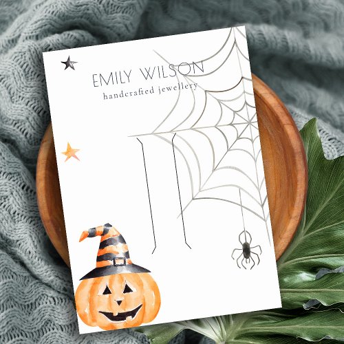 Halloween Pumpkin Spider Web Hair Clip Display Business Card