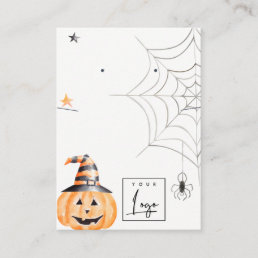 Halloween Pumpkin Spider Web Logo Earring Necklace Business Card