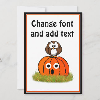 Halloween Pumpkin & Spooked Owl Invitation