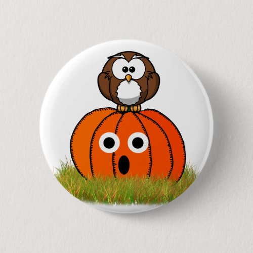 Halloween Pumpkin  Spooked Owl Pinback Button