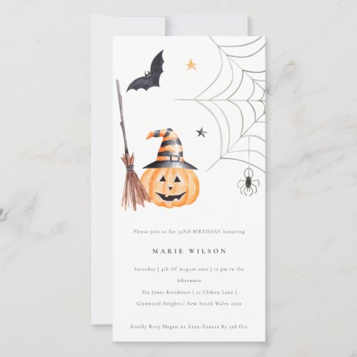 Halloween Pumpkin Spooky Any Age Birthday Invite