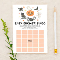 Halloween Pumpkin Spooky Bingo Baby Shower Game Stationery