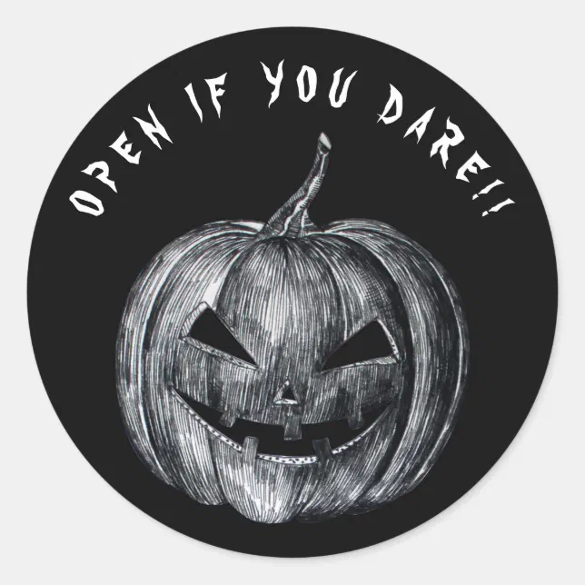 Halloween Pumpkin Spooky Black Classic Round Sticker | Zazzle