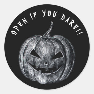 Halloween Pumpkin Spooky Black Classic Round Sticker