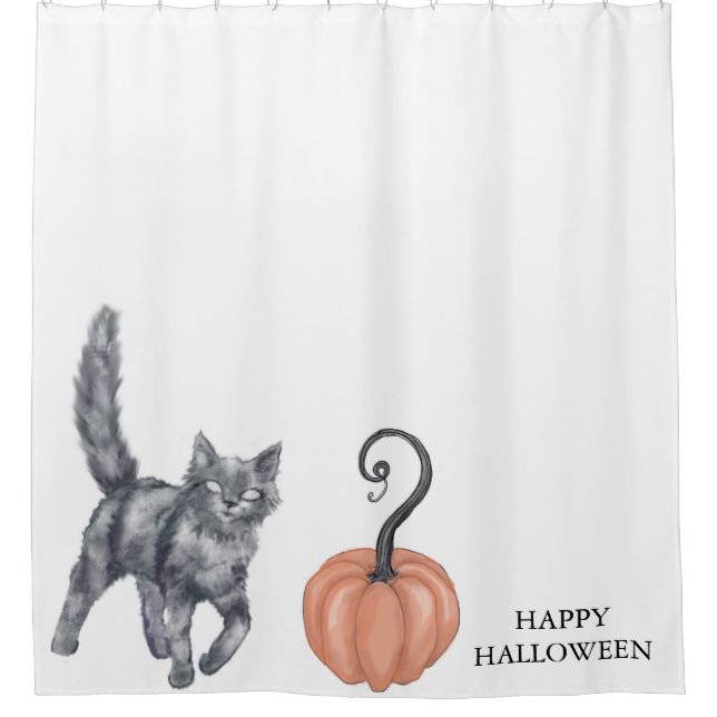 Halloween Pumpkin Spooky head Shower Curtain (Front)